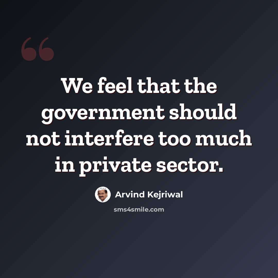 “We feel that the government should not interfere too much in private sector.” quote by Arvind Kejriwal