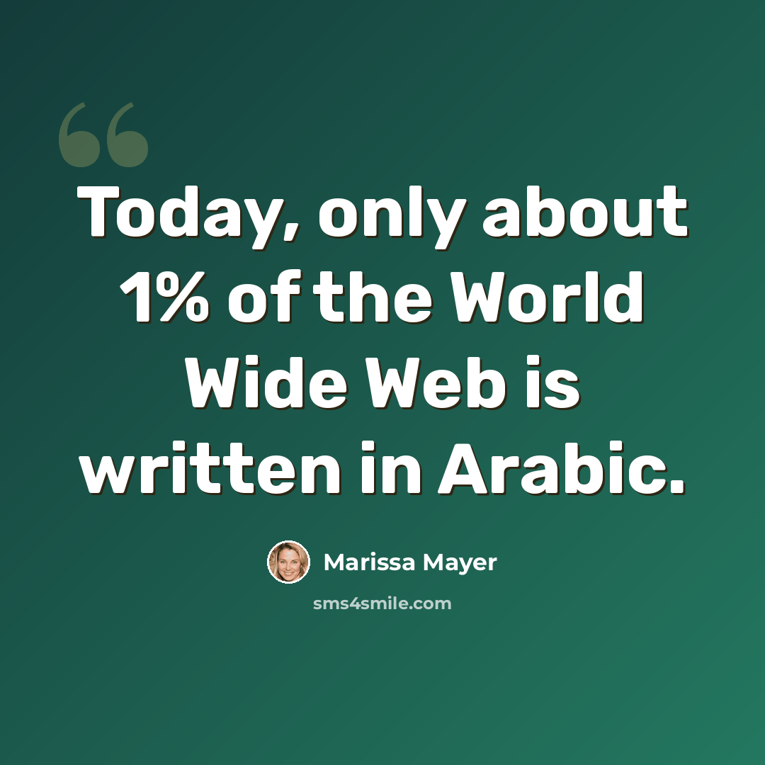 “Today, only about 1% of the World Wide Web is written in Arabic.” quote by Marissa Mayer