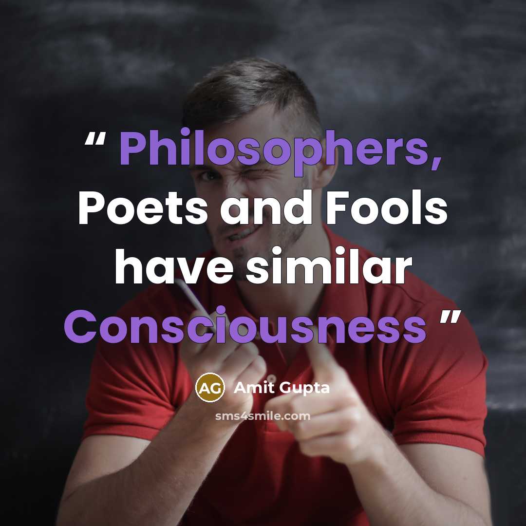 “Philosophers, Poets and Fools have similar Consciousness” quote by Amit Gupta