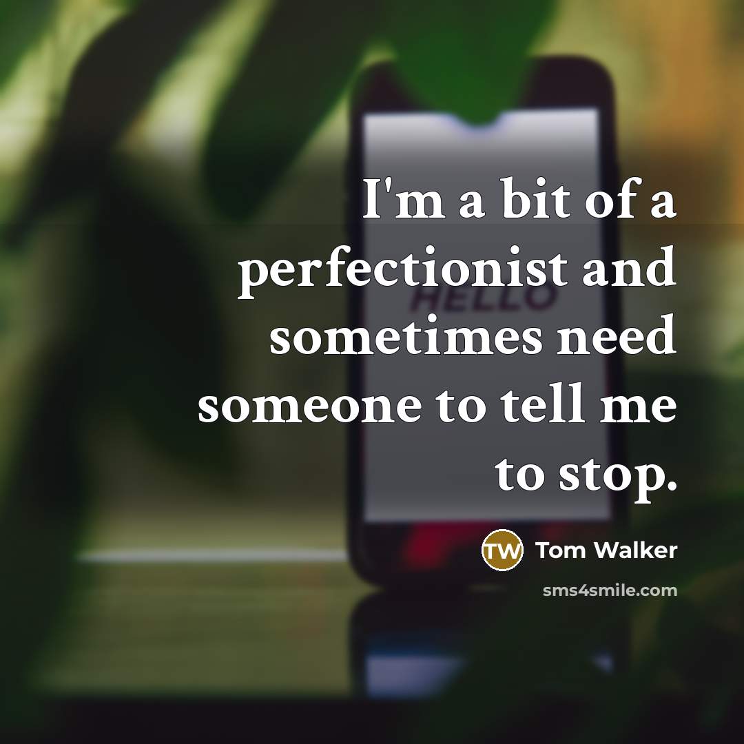 “I'm a bit of a perfectionist and sometimes need someone to tell me to stop.” quote by Tom Walker