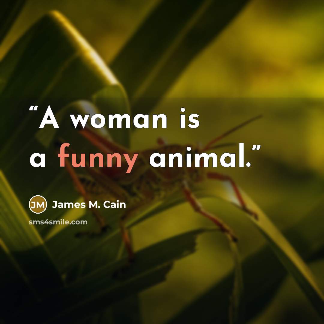 “A woman is a funny animal.” quote by James M. Cain
