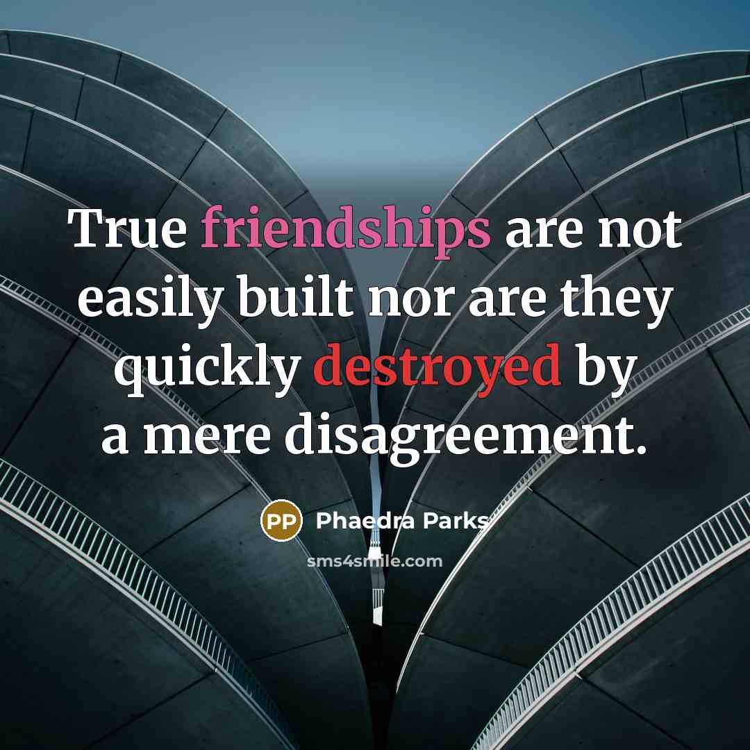 “True friendships are not easily built nor are they quickly destroyed by a mere disagreement.” quote by Phaedra Parks
