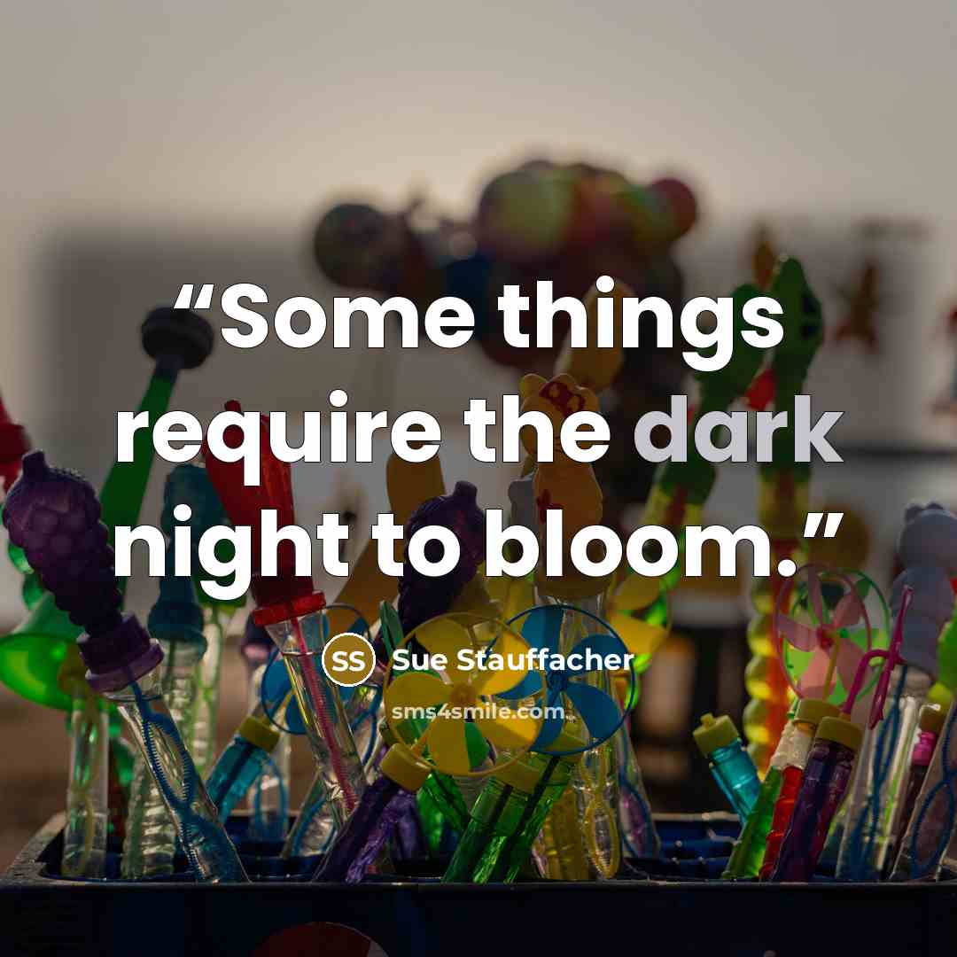 “Some things require the dark night to bloom.” quote by Sue Stauffacher