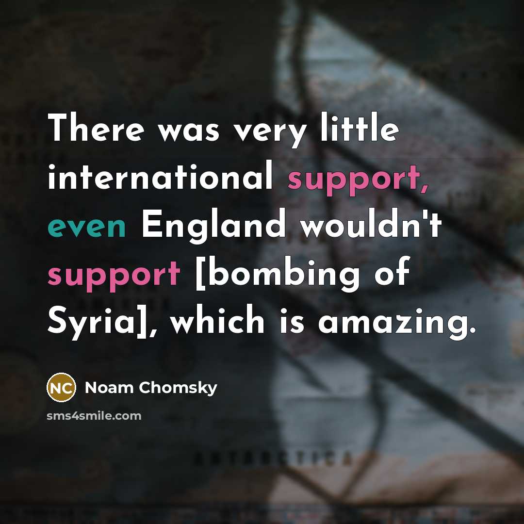 “There was very little international support, even England wouldn't support [bombing of Syria], which is amazing.” quote by Noam Chomsky