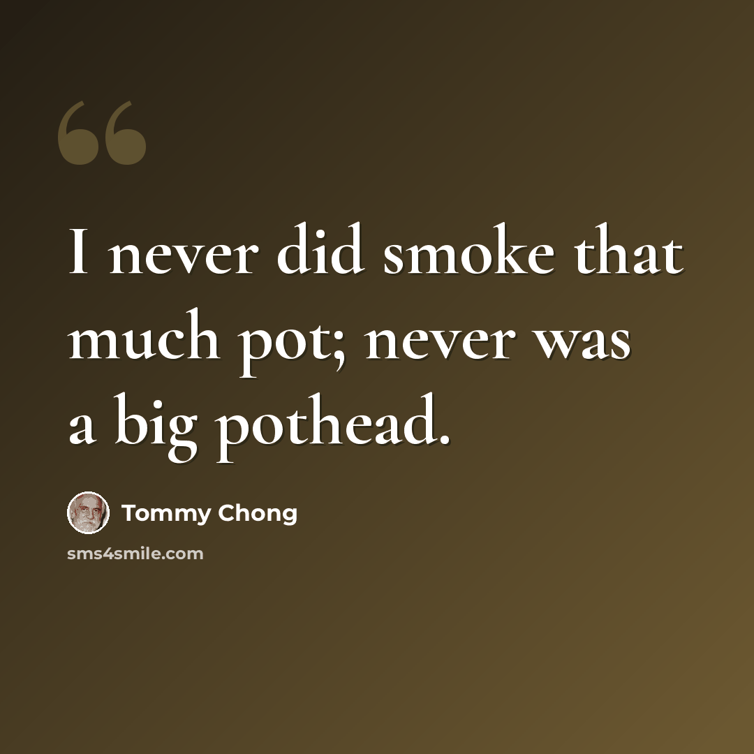 “I never did smoke that much pot; never was a big pothead.” quote by Tommy Chong