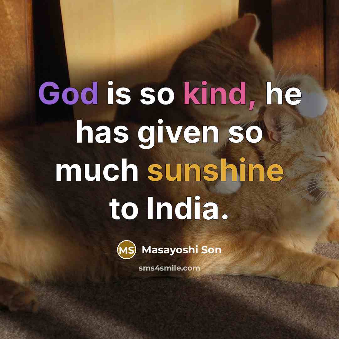 “God is so kind, he has given so much sunshine to India.” quote by Masayoshi Son