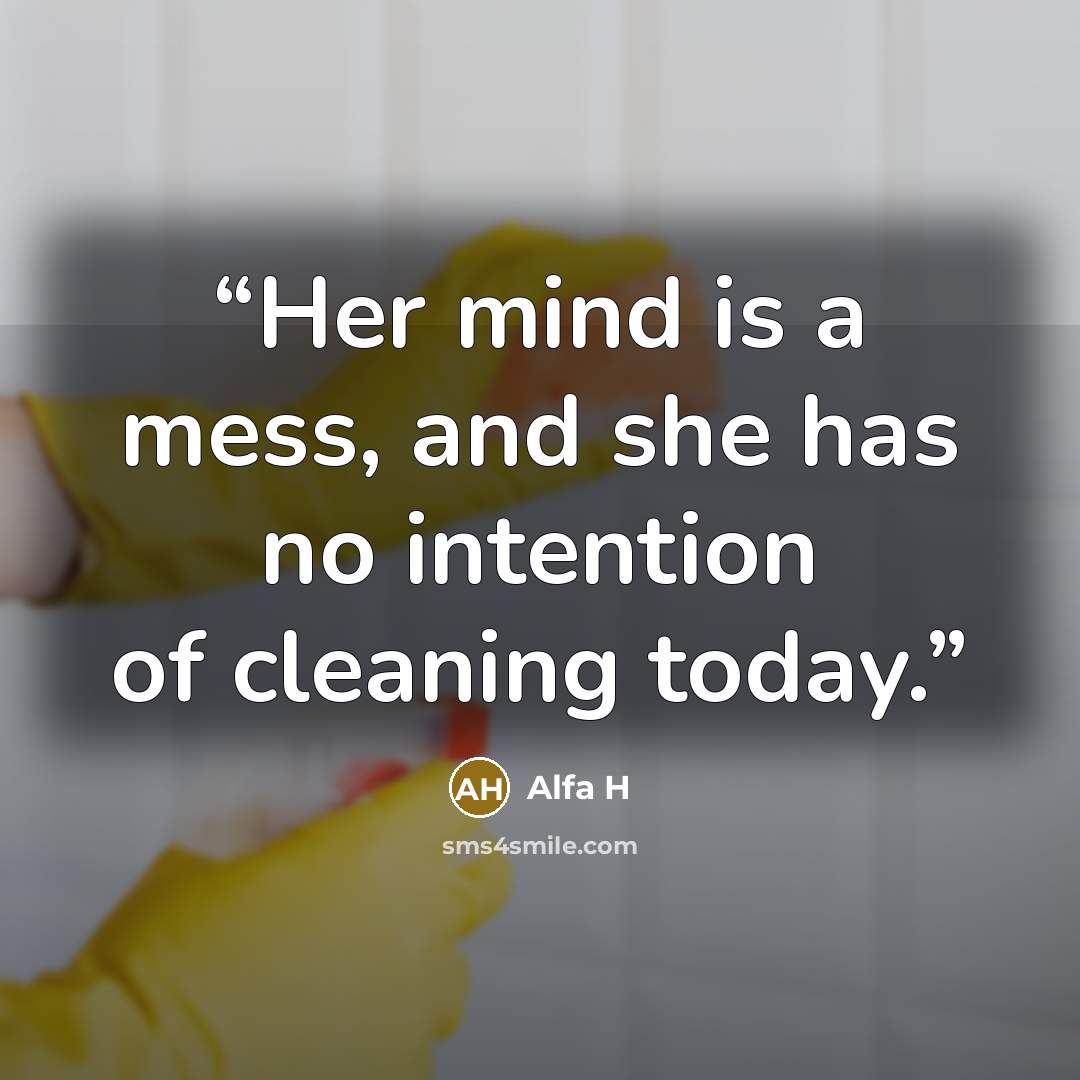 “Her mind is a mess, and she has no intention of cleaning today.” quote by Alfa H