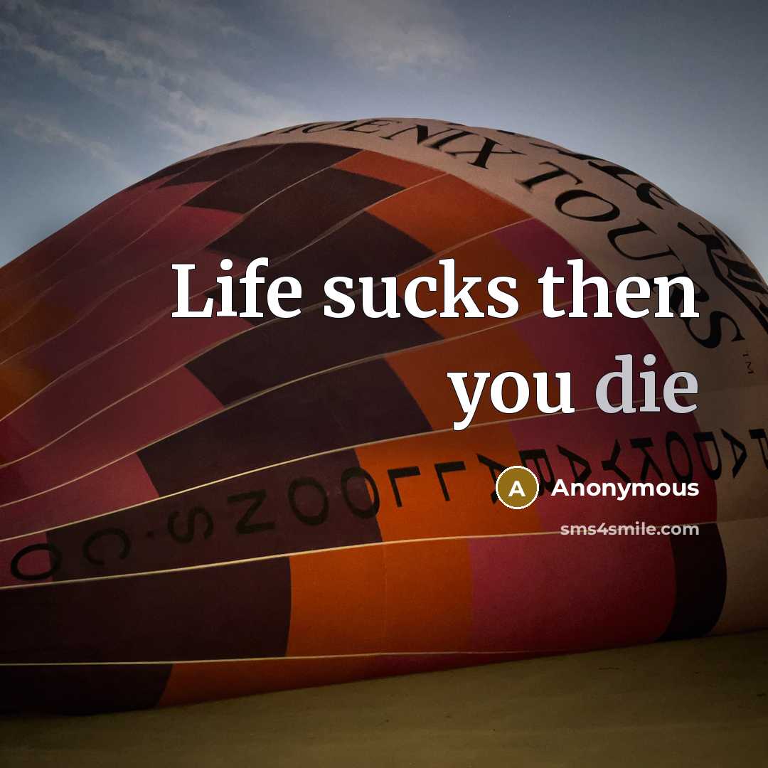 “Life sucks then you die” quote by Anonymous