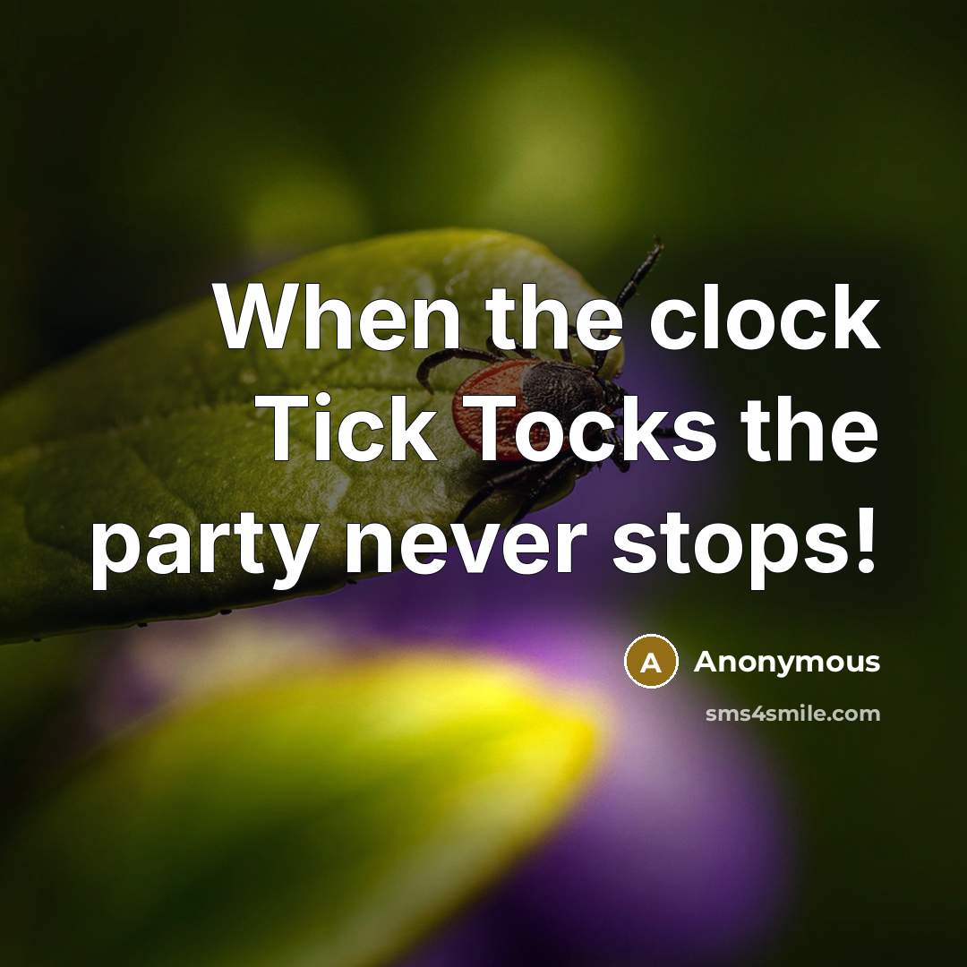 “When the clock Tick Tocks the party never stops!” quote by Anonymous