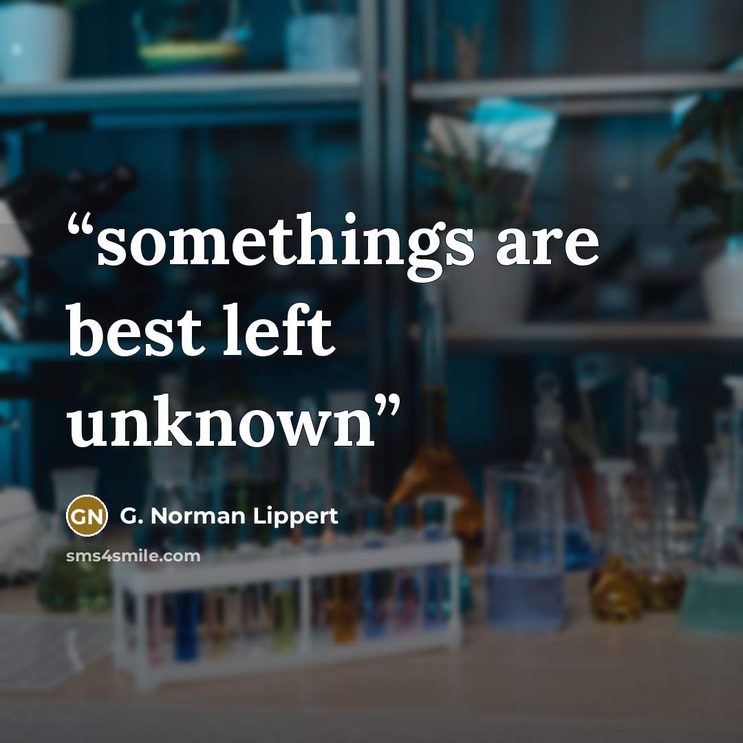 “somethings are best left unknown” quote by G. Norman Lippert