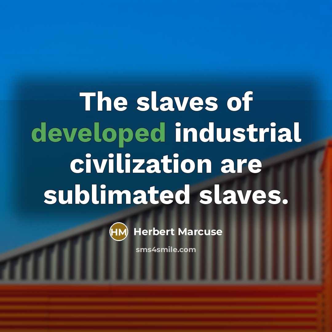 “The slaves of developed industrial civilization are sublimated slaves.” quote by Herbert Marcuse