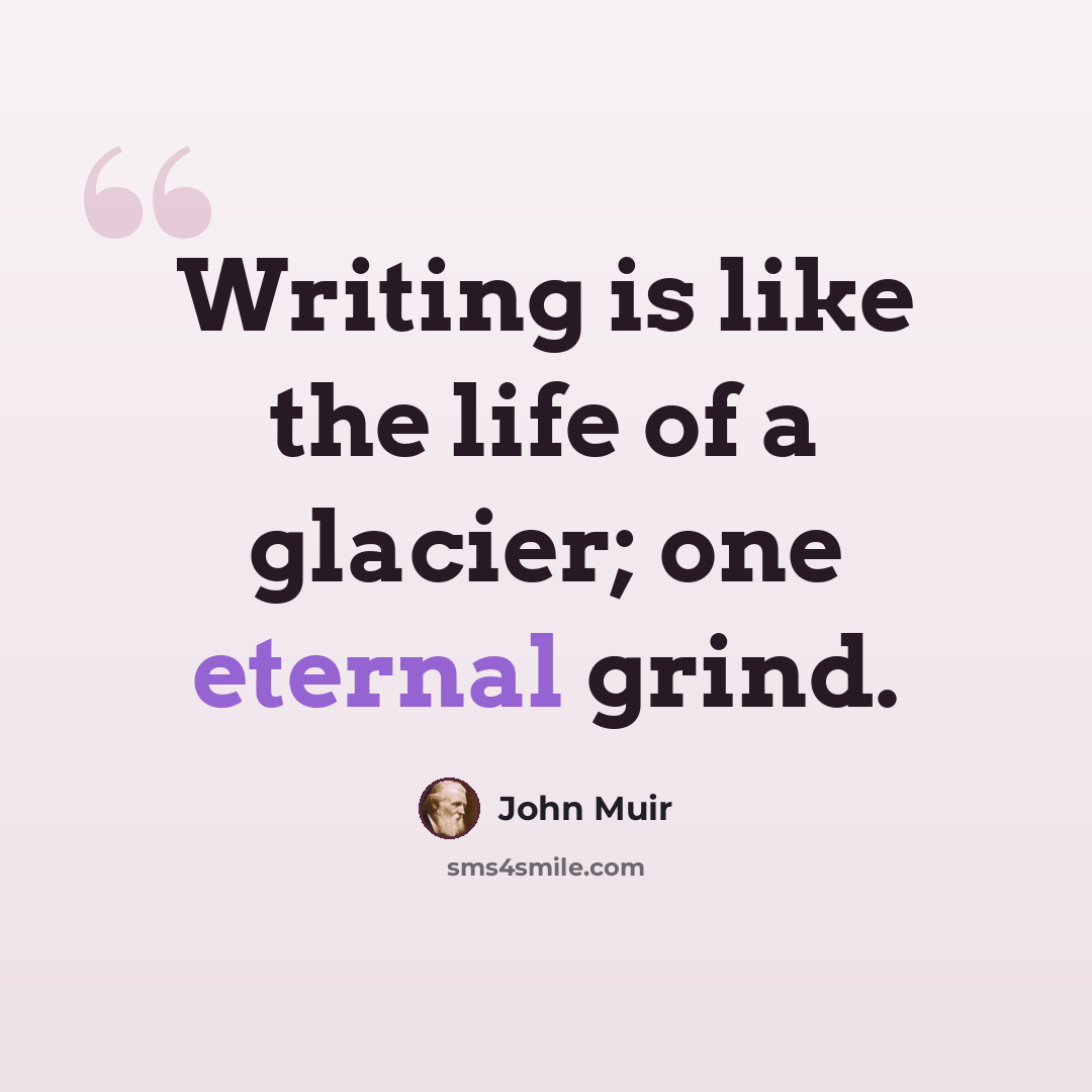 “Writing is like the life of a glacier; one eternal grind.” quote by John Muir