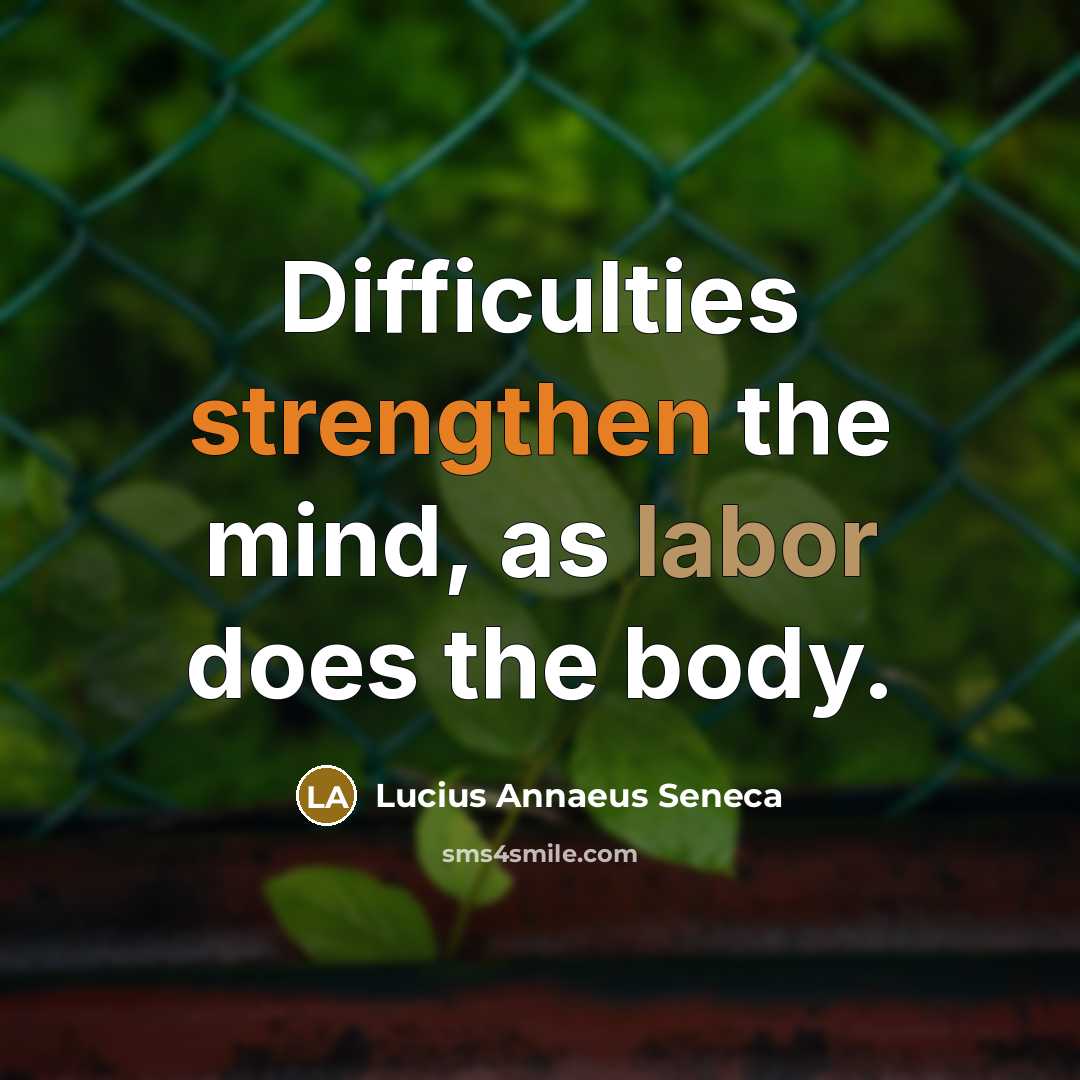 “Difficulties strengthen the mind, as labor does the body.” quote by Lucius Annaeus Seneca