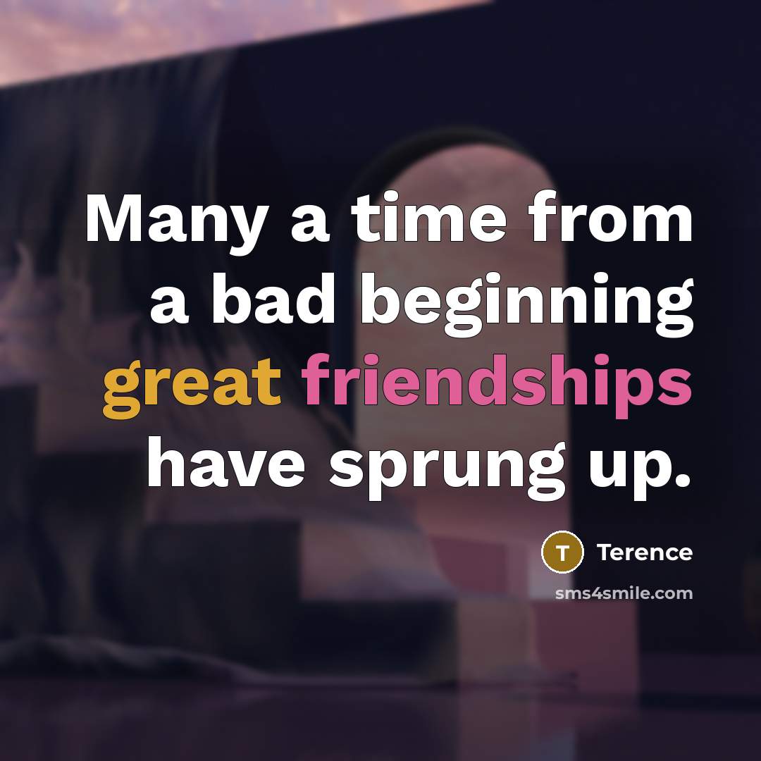 “Many a time from a bad beginning great friendships have sprung up.” quote by Terence