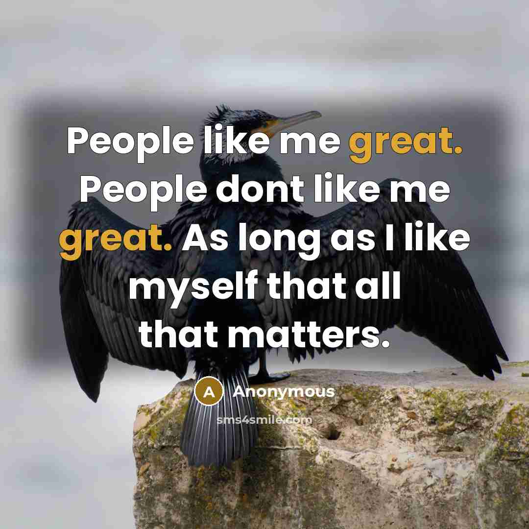 “People like me great. People dont like me great. As long as I like myself that all that matters.” quote by Anonymous
