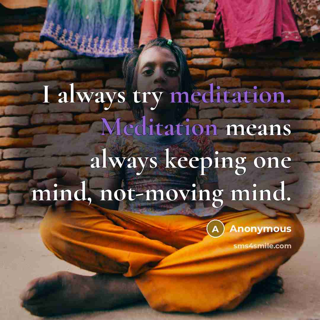 “I always try meditation. Meditation means always keeping one mind, not-moving mind.” quote by Anonymous