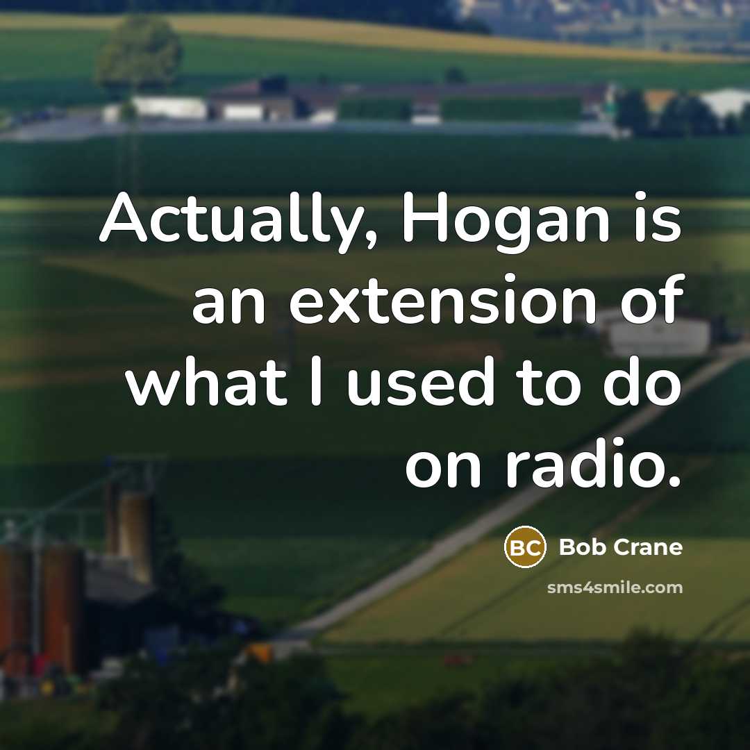 “Actually, Hogan is an extension of what I used to do on radio.” quote by Bob Crane