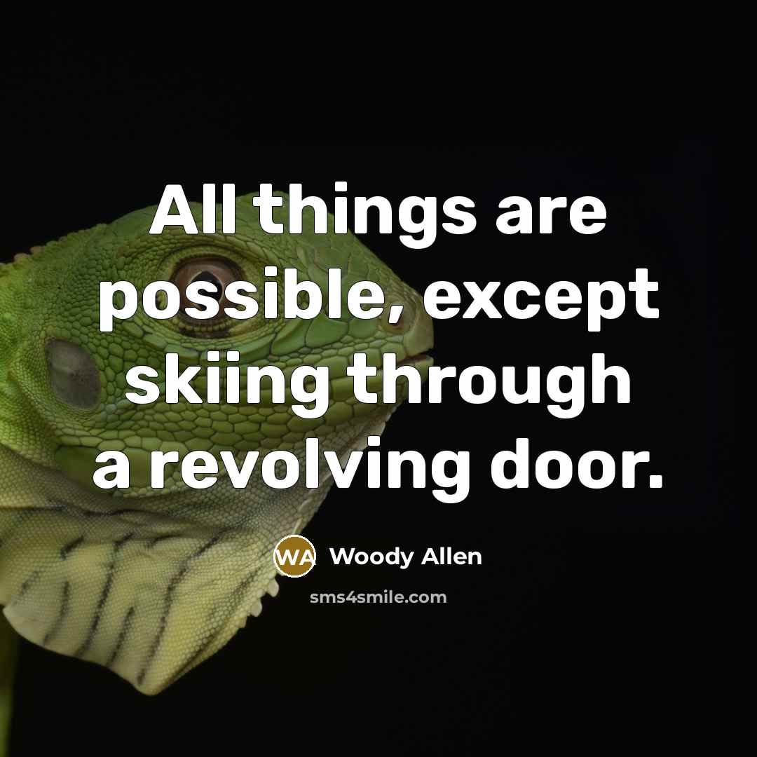“All things are possible, except skiing through a revolving door.” quote by Woody Allen