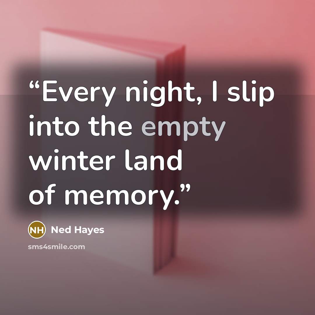 “Every night, I slip into the empty winter land of memory.” quote by Ned Hayes