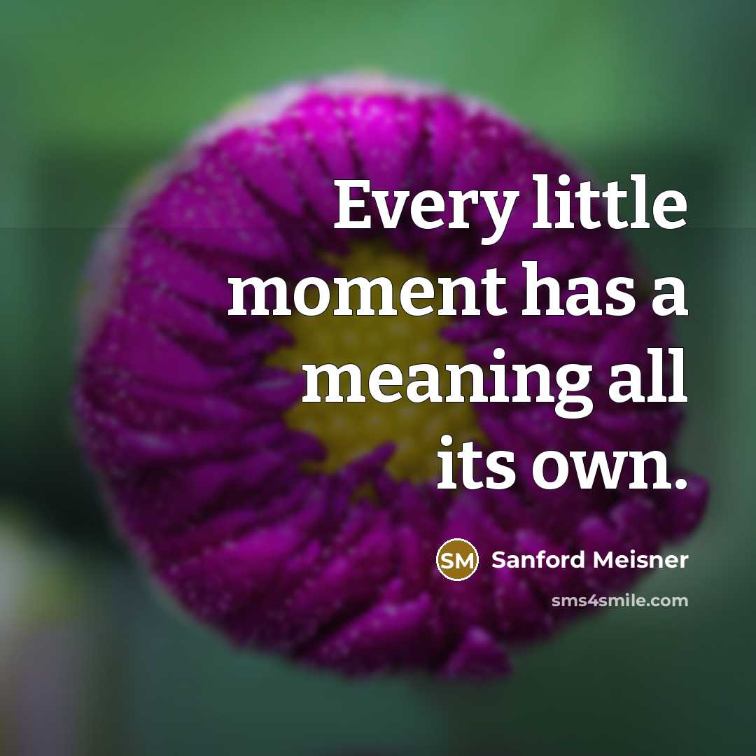 “Every little moment has a meaning all its own.” quote by Sanford Meisner