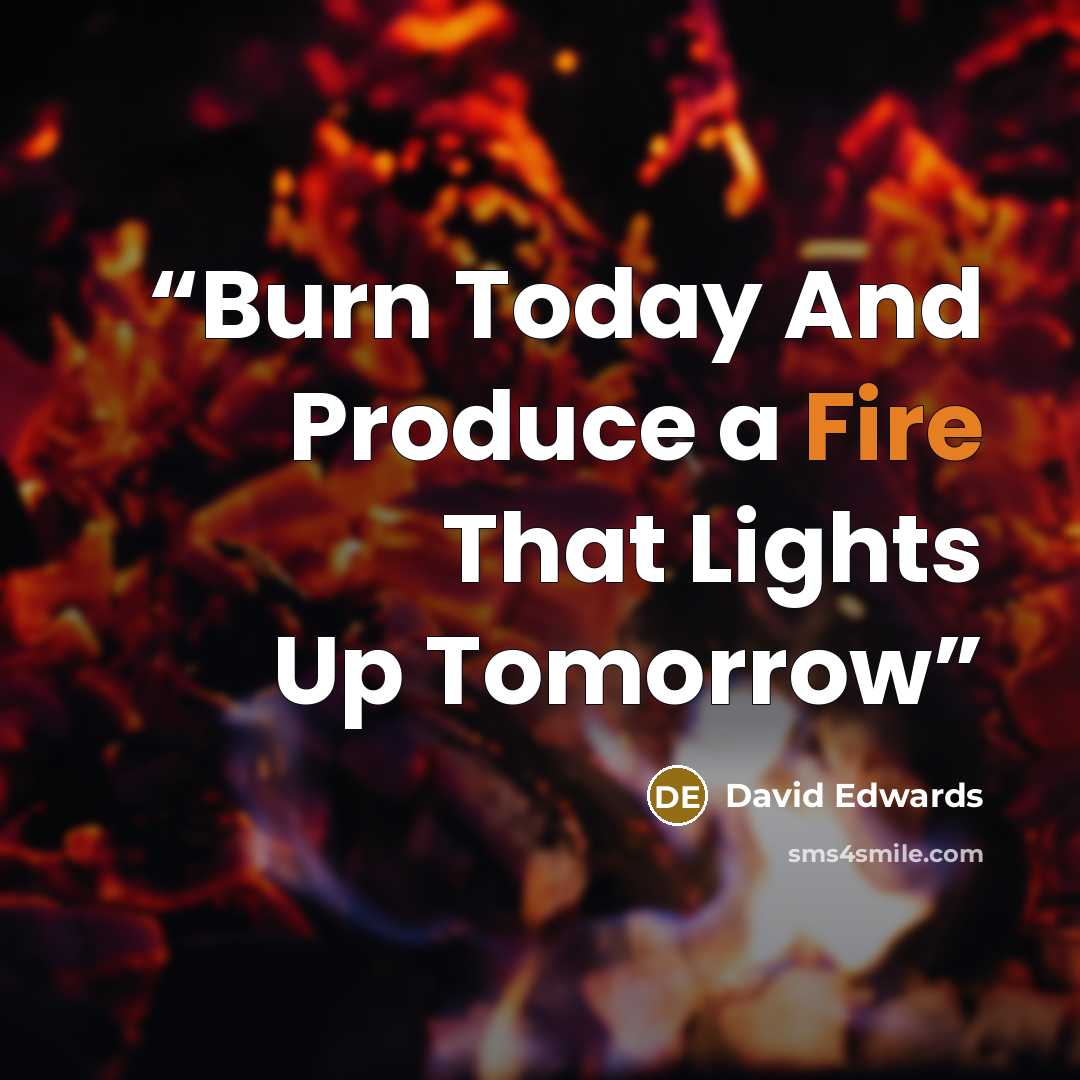“Burn Today And Produce a Fire That Lights Up Tomorrow” quote by David Edwards