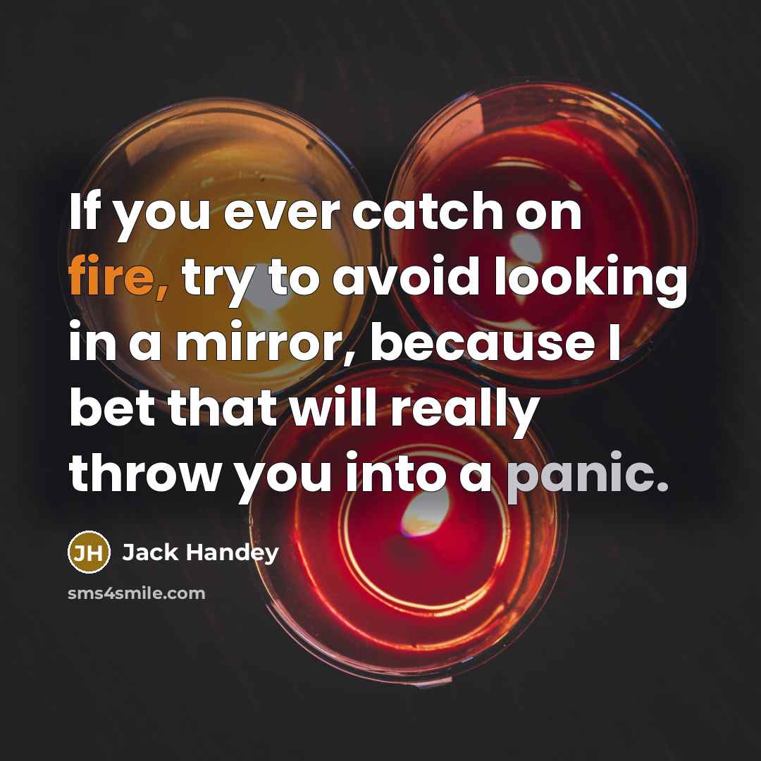 “If you ever catch on fire, try to avoid looking in a mirror, because I bet that will really throw you into a panic.” quote by Jack Handey