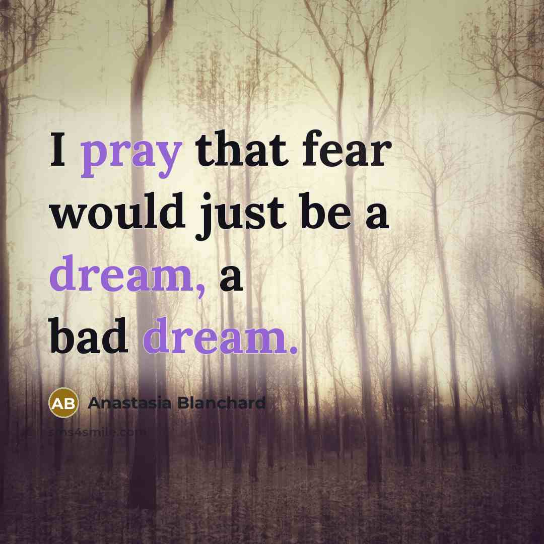 “I pray that fear would just be a dream, a bad dream.” quote by Anastasia Blanchard