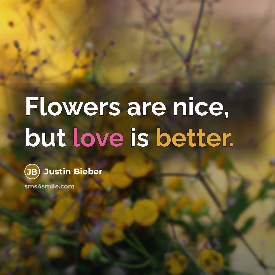 “Flowers are nice, but love is better.” quote by Justin Bieber