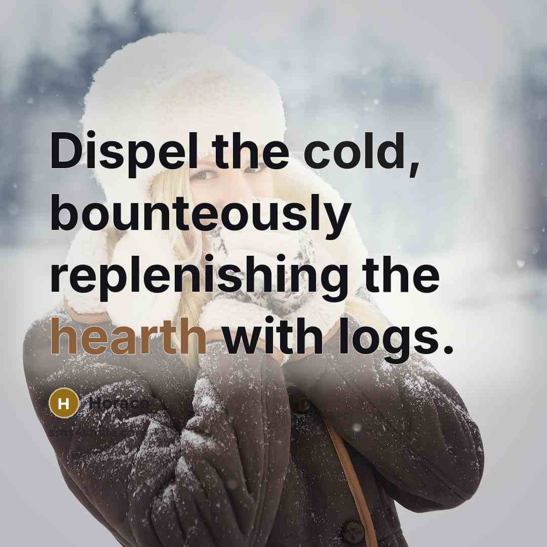 “Dispel the cold, bounteously replenishing the hearth with logs.” quote by Horace