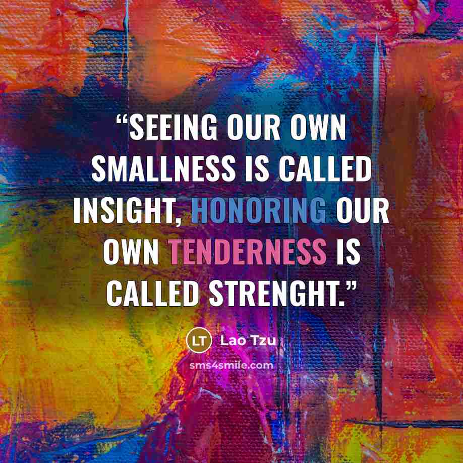 “Seeing our own smallness is called insight, honoring our own tenderness is called strenght.” quote by Lao Tzu