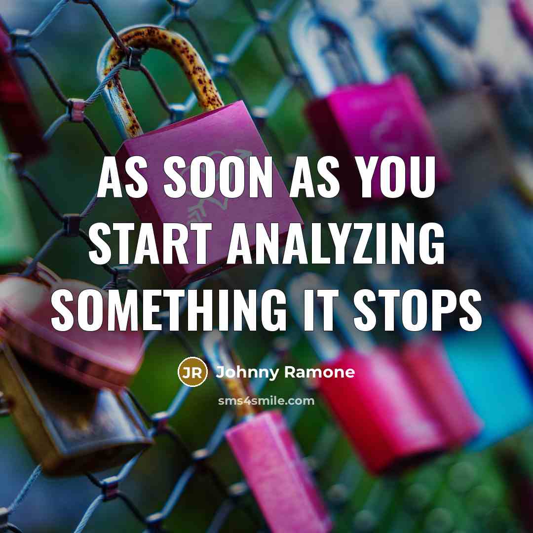 “As soon as you start analyzing something it stops” quote by Johnny Ramone