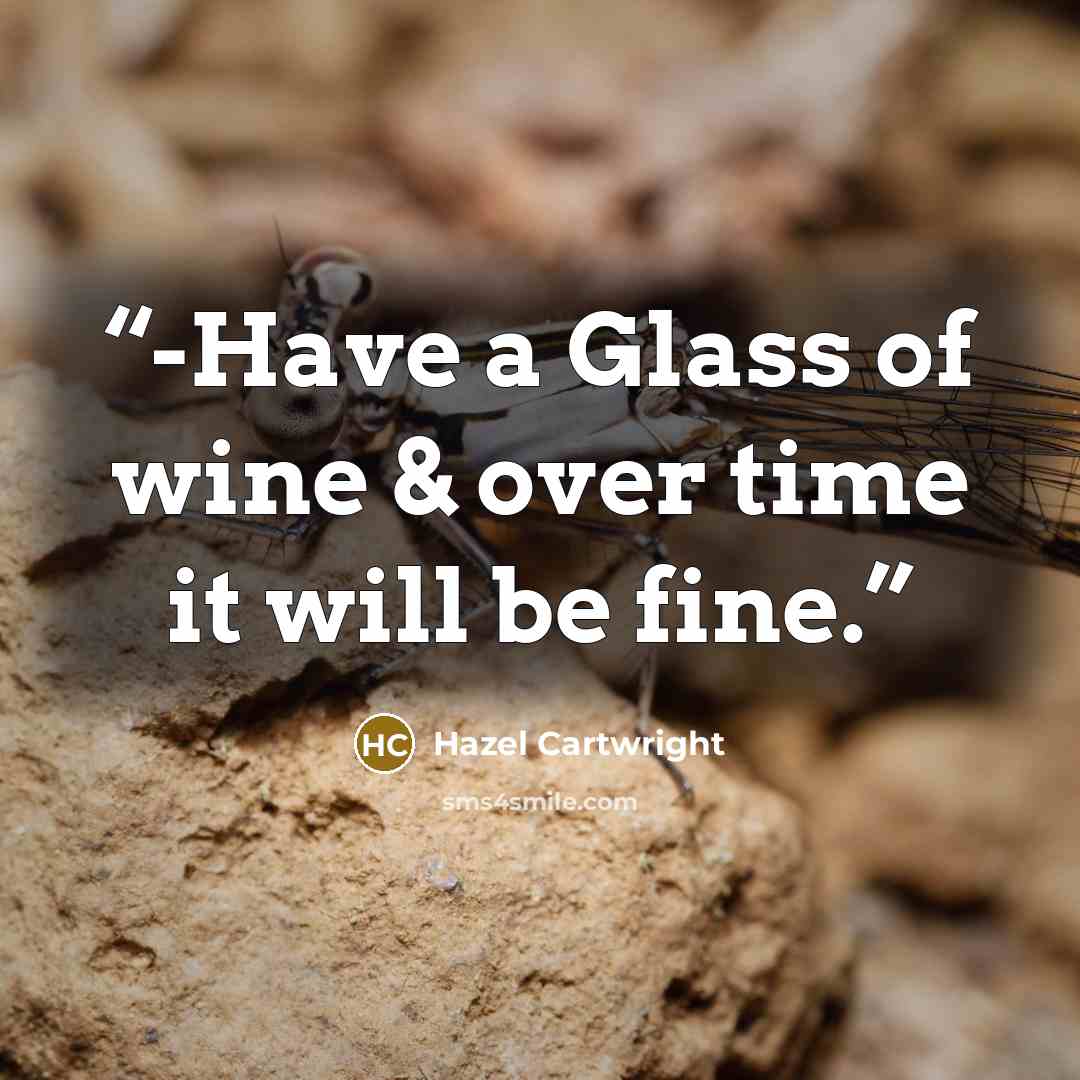 “-Have a Glass of wine & over time it will be fine.” quote by Hazel Cartwright