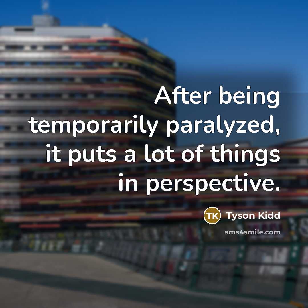 “After being temporarily paralyzed, it puts a lot of things in perspective.” quote by Tyson Kidd