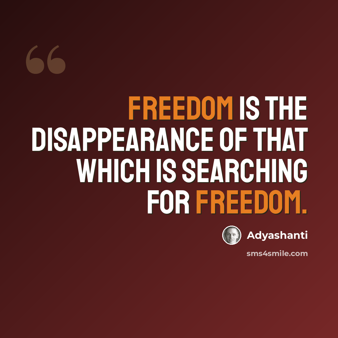 “Freedom is the disappearance of that which is searching for freedom.” quote by Adyashanti