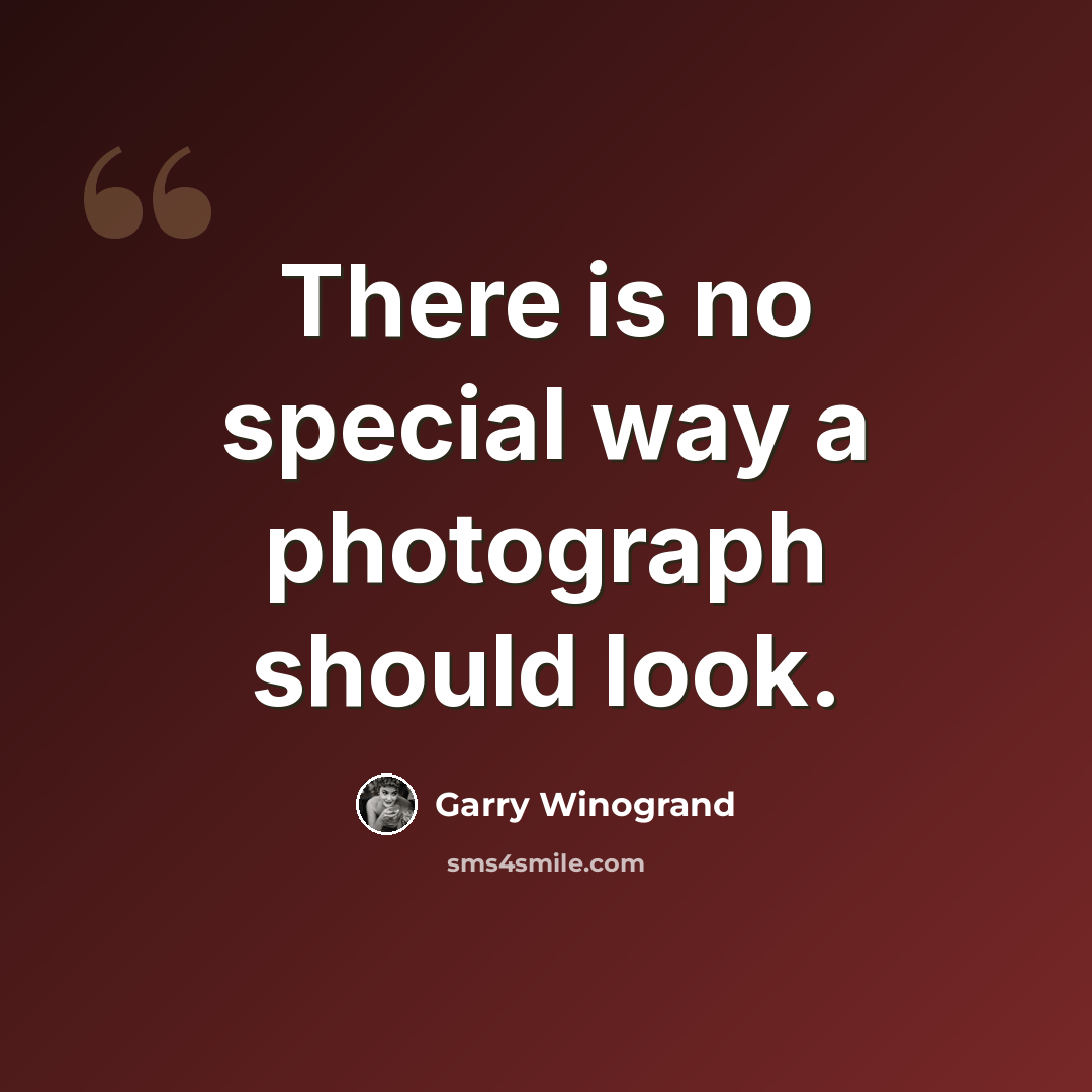 “There is no special way a photograph should look.” quote by Garry Winogrand