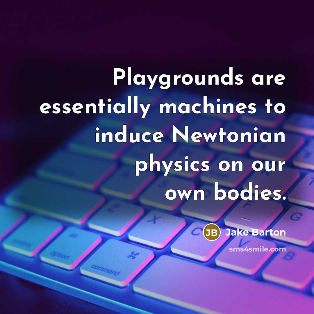 “Playgrounds are essentially machines to induce Newtonian physics on our own bodies.” quote by Jake Barton