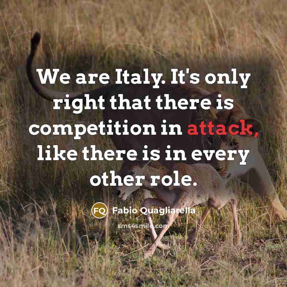 “We are Italy. It's only right that there is competition in attack, like there is in every other role.” quote by Fabio Quagliarella