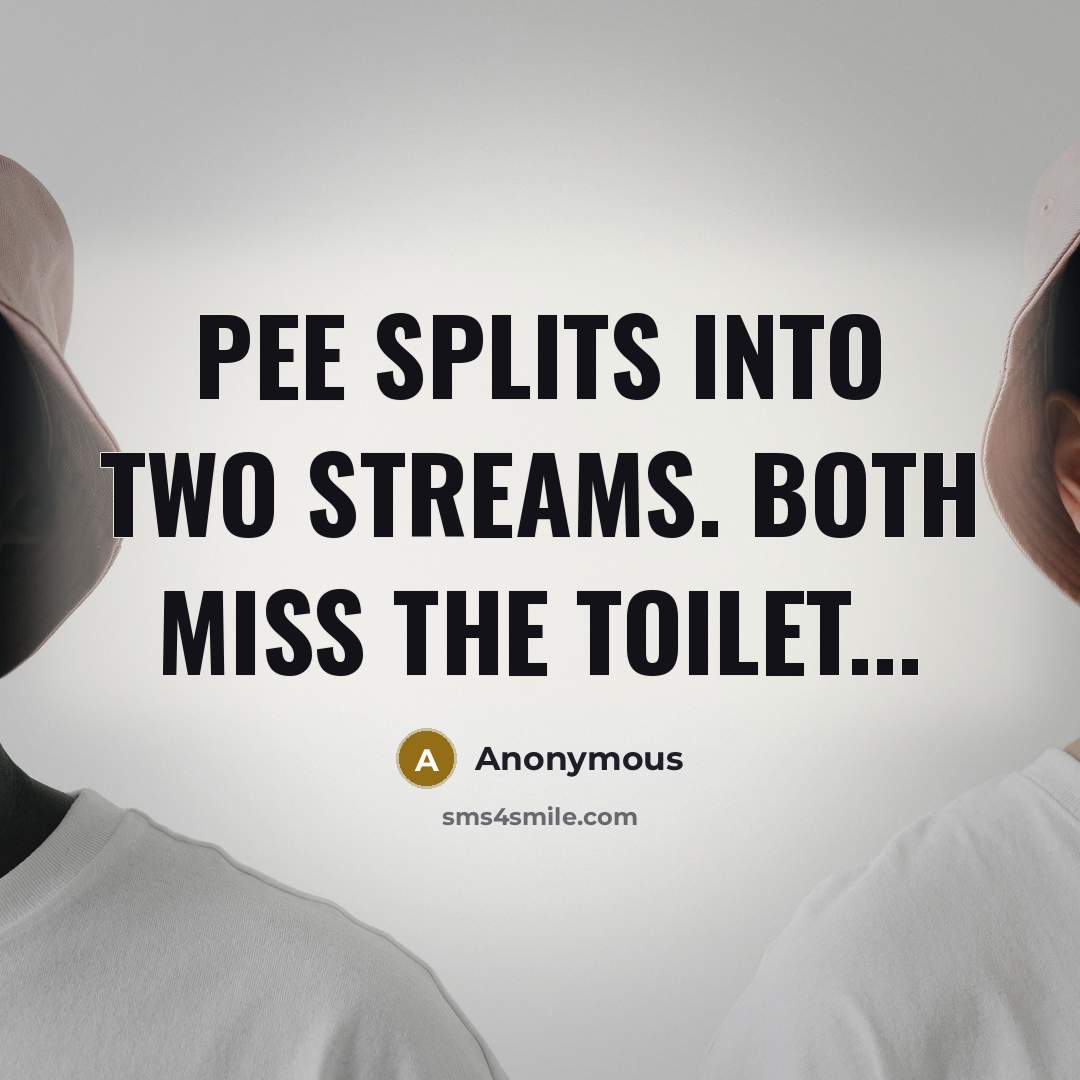 “Pee splits into two streams. Both miss the toilet...” quote by Anonymous