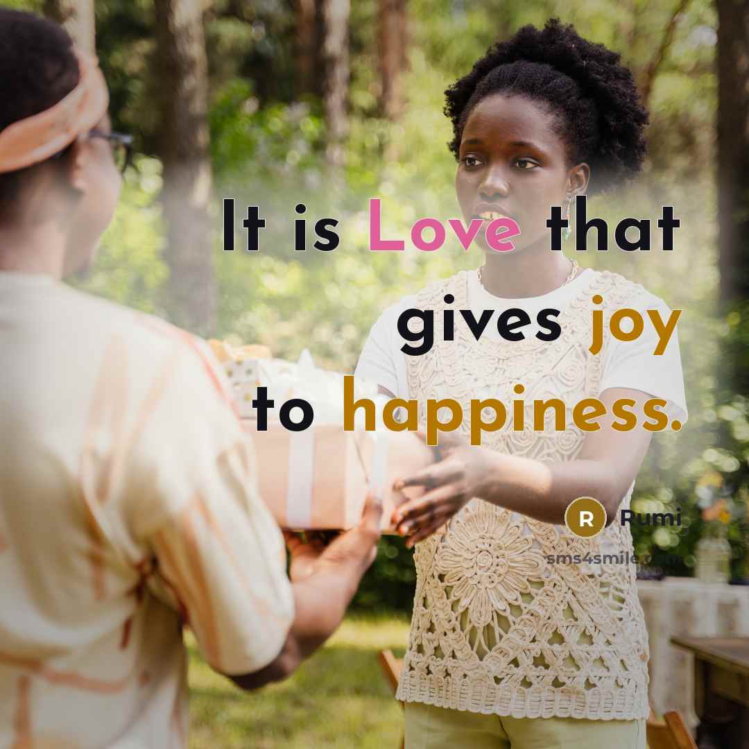 “It is Love that gives joy to happiness.” quote by Rumi
