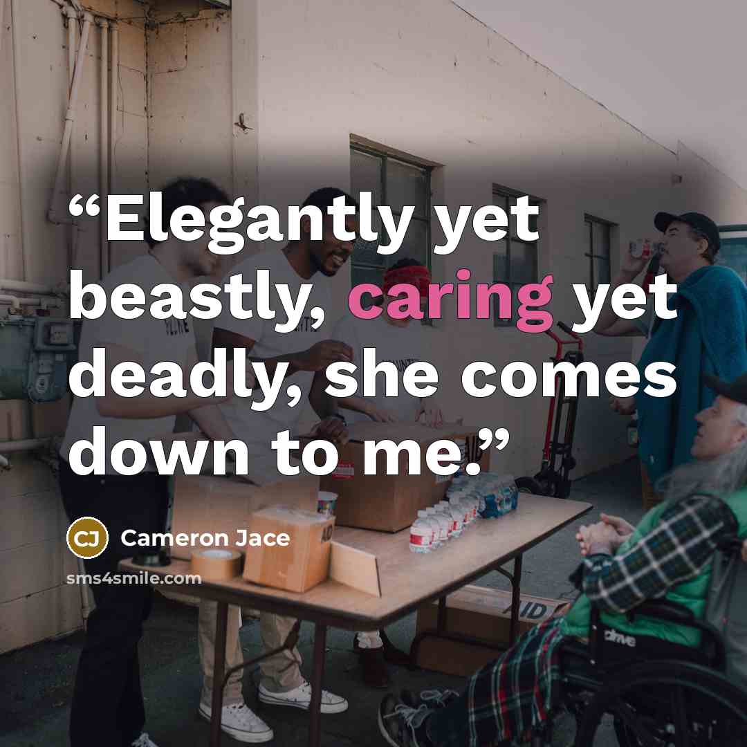 “Elegantly yet beastly, caring yet deadly, she comes down to me.” quote by Cameron Jace