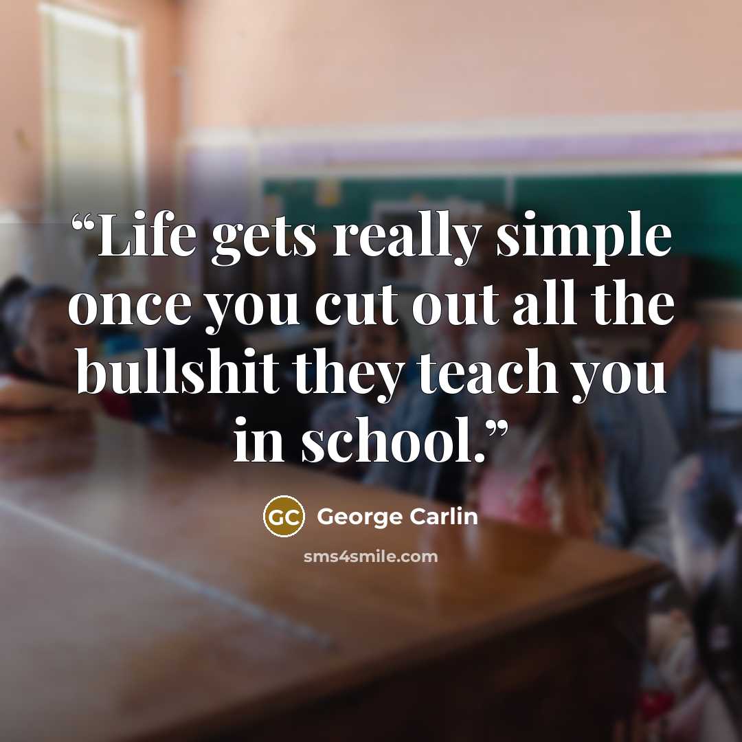 “Life gets really simple once you cut out all the bullshit they teach you in school.” quote by George Carlin