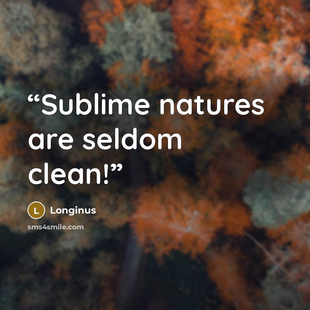 “Sublime natures are seldom clean!” quote by Longinus