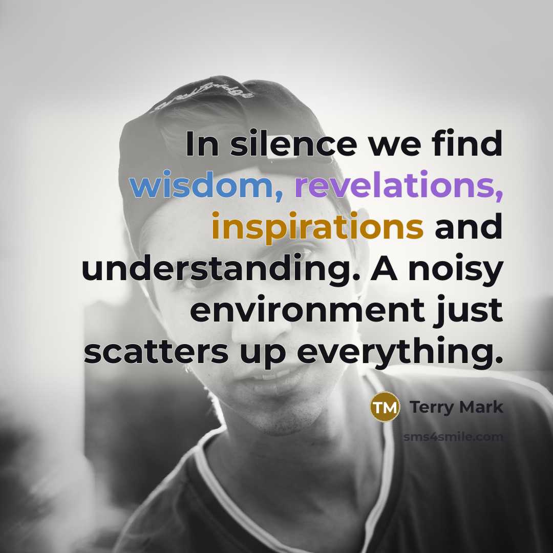 “In silence we find wisdom, revelations, inspirations and understanding. A noisy environment just scatters up everything.” quote by Terry Mark