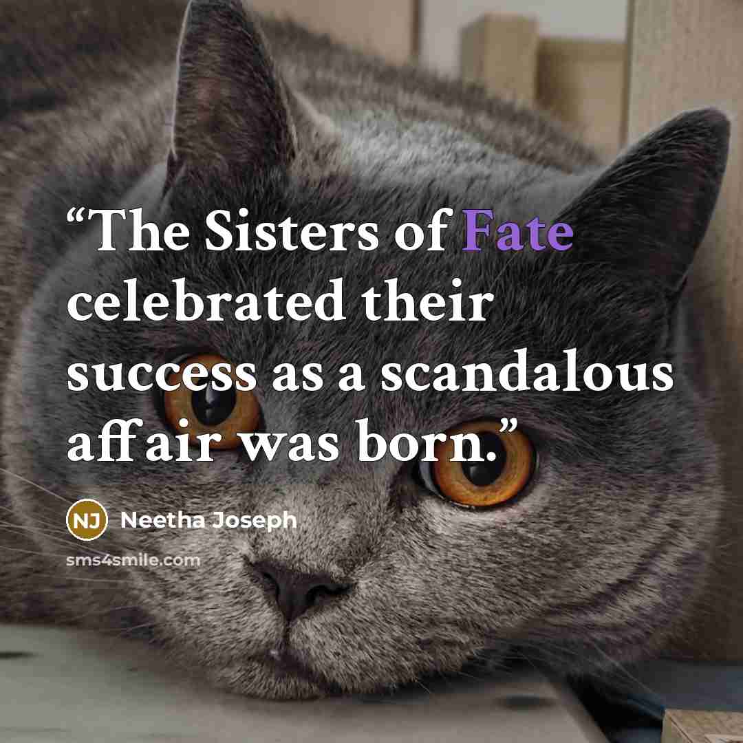 “The Sisters of Fate celebrated their success as a scandalous affair was born.” quote by Neetha Joseph