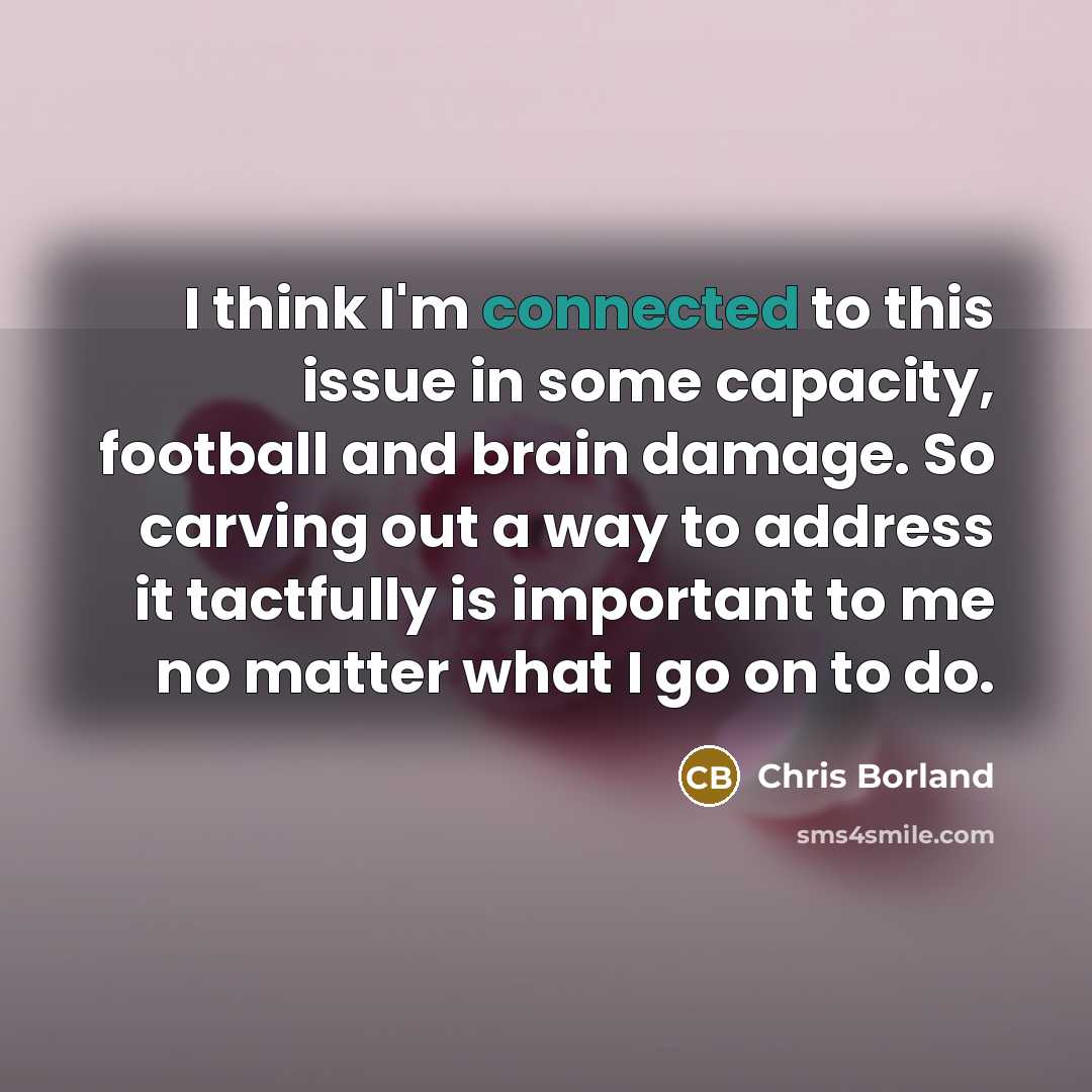 “I think I'm connected to this issue in some capacity, football and brain damage. So carving out a way to address it tactfully is important to me no matter what I go on to do.” quote by Chris Borland