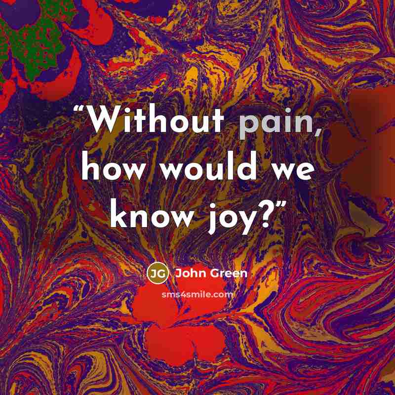 “Without pain, how would we know joy?” quote by John Green