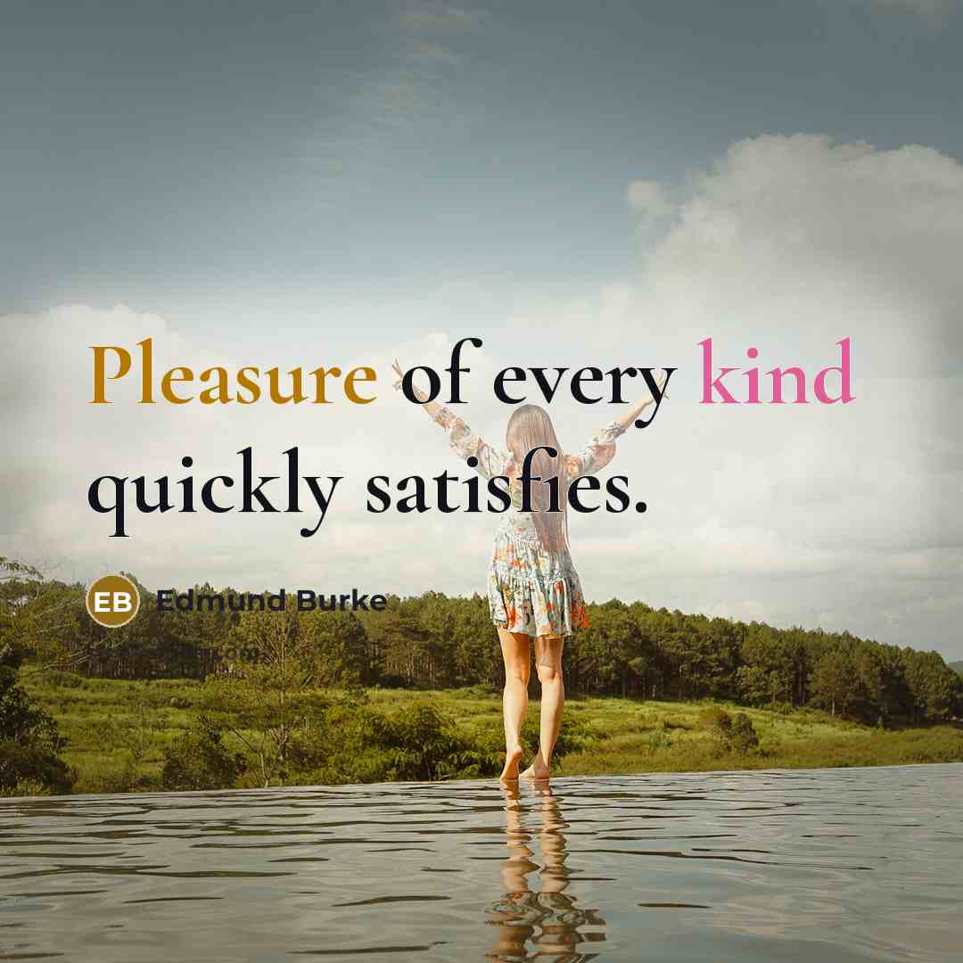 “Pleasure of every kind quickly satisfies.” quote by Edmund Burke