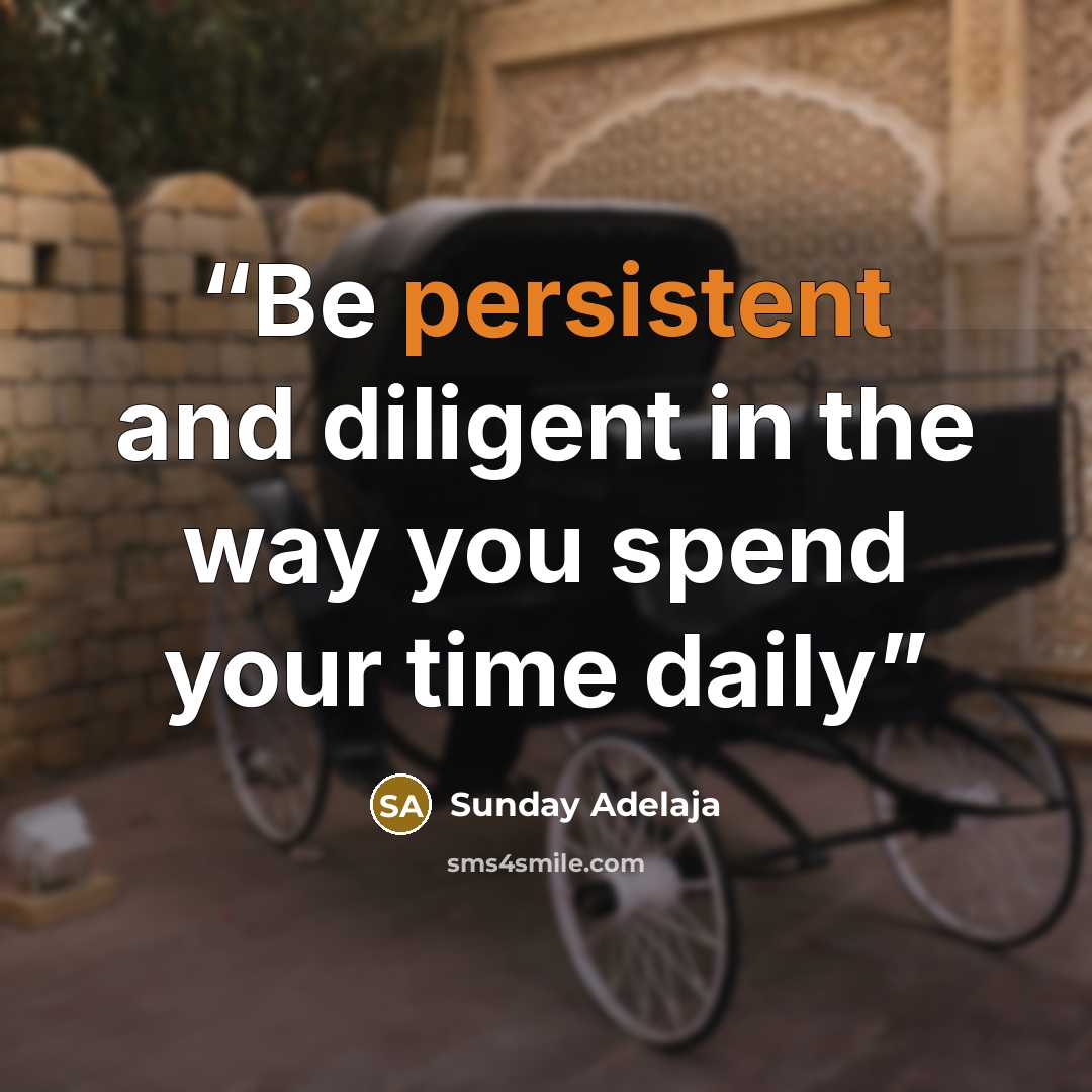 “Be persistent and diligent in the way you spend your time daily” quote by Sunday Adelaja