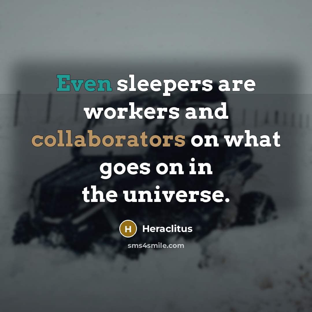 “Even sleepers are workers and collaborators on what goes on in the universe.” quote by Heraclitus