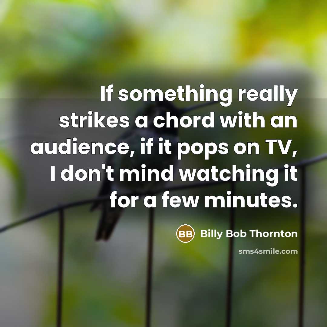 “If something really strikes a chord with an audience, if it pops on TV, I don't mind watching it for a few minutes.” quote by Billy Bob Thornton